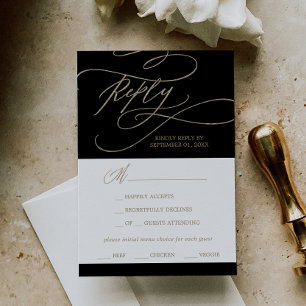 Carte RSVP Romantic Gold et Black Menu Choix