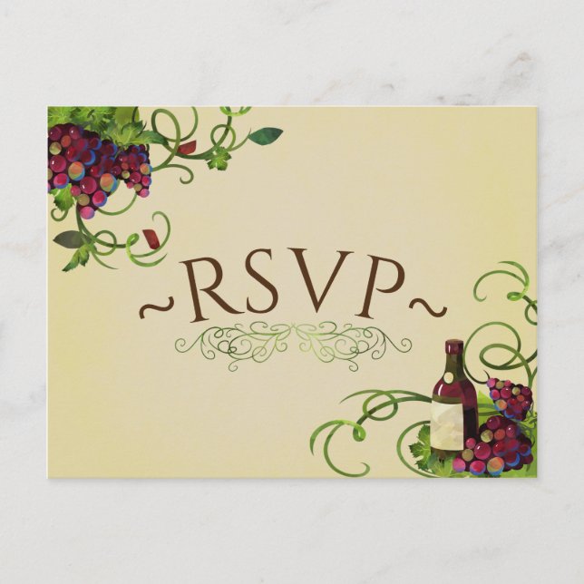 Carte RSVP Romantique Vignoble d'été (Devant)