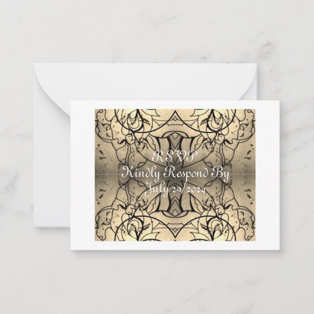 Carte RSVP Rose Beige vintage (Devant)