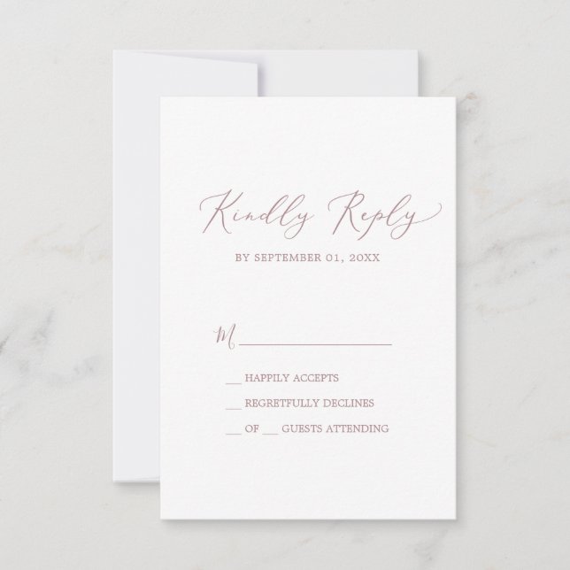 Carte RSVP Rose Delicy Gold Calligraphy Simple (Devant)