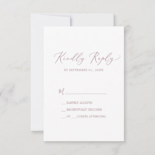 Carte RSVP Rose Delicy Gold Calligraphy Simple