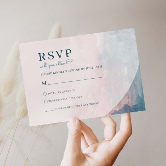 Carte RSVP rose et bleu aquarelle (Créateur téléchargé)