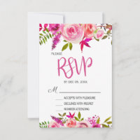 Carte RSVP rose Fuchsia Botanical Floral Wedding