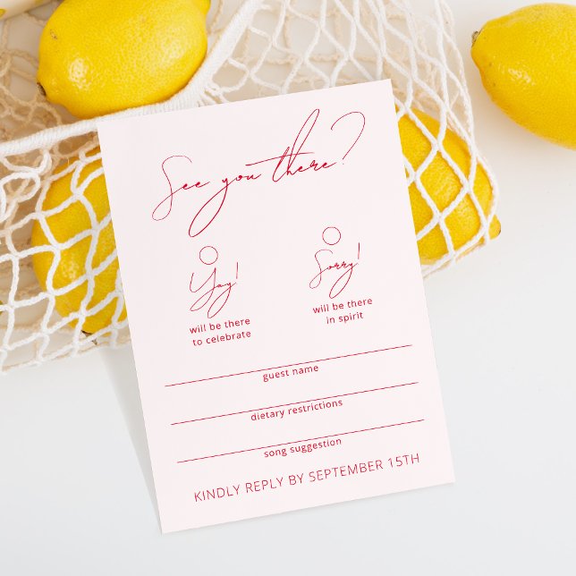 Carte RSVP rose vierge Calligraphie amusante moder (Créateur téléchargé)