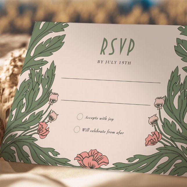 Carte RSVP rose Vintage Art Nouveau (Créateur téléchargé)