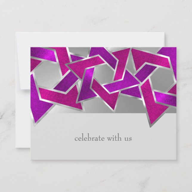 Carte RSVP rose violet étoile de David sur n'impor (Devant)
