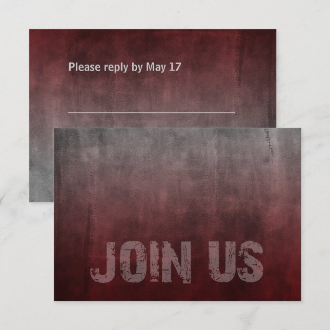 Carte RSVP rouge Bar Mitzvah Grunge (Devant / Derrière)