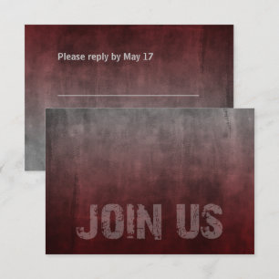 Carte RSVP rouge Bar Mitzvah Grunge