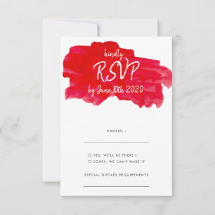 Carte RSVP rouge couleur aquarelle romantique