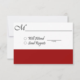 Carte RSVP rouge pour mariage ou remise de diplôme
