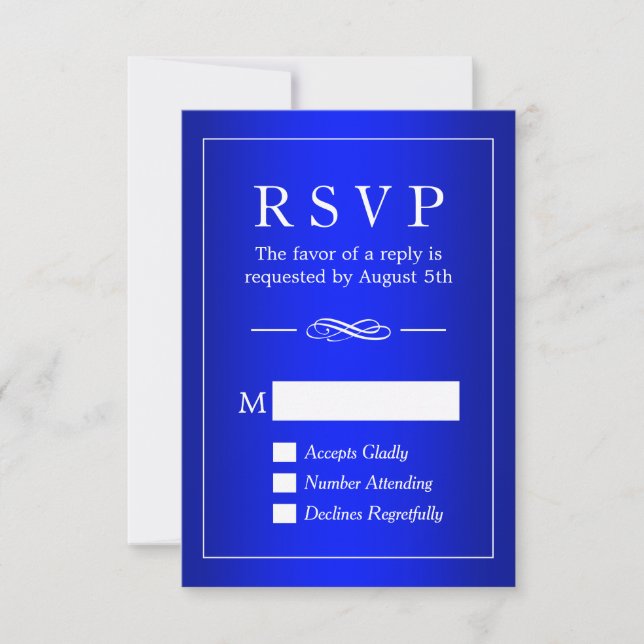 Carte RSVP Royal Blue Mariage simple et sophistiqu (Devant)