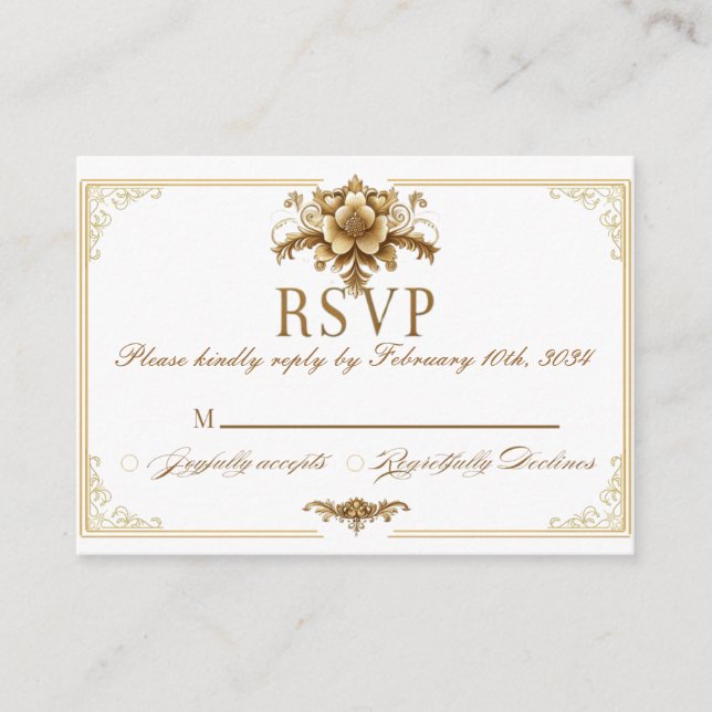 Carte RSVP royale dorée (Devant)