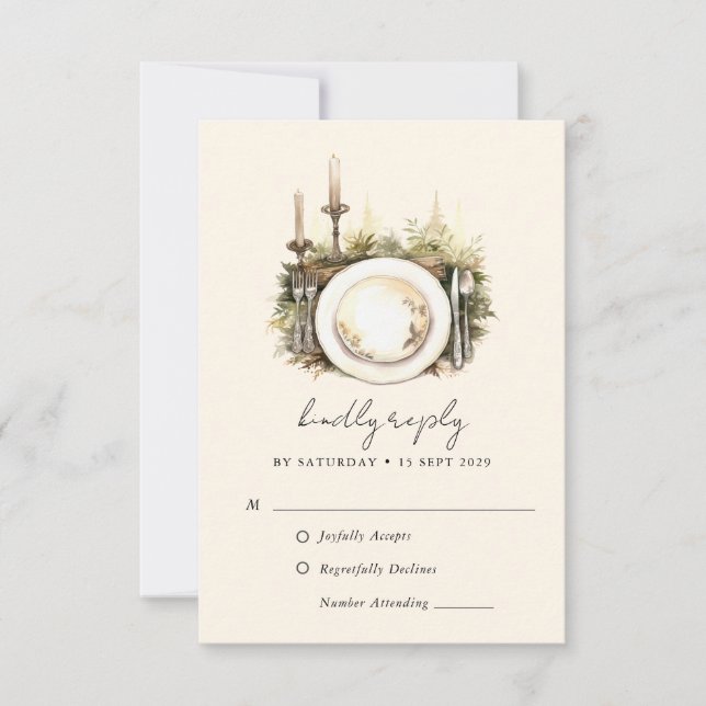 Carte RSVP RSVP de mariage de Boho de forêt enchan (Devant)