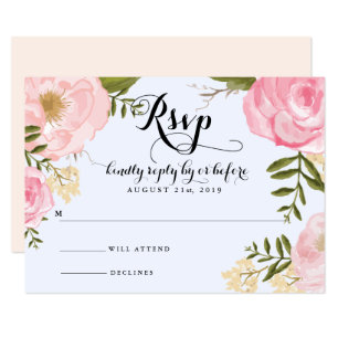 Carte RSVP RSVP de mariage floral rose Vintage mod