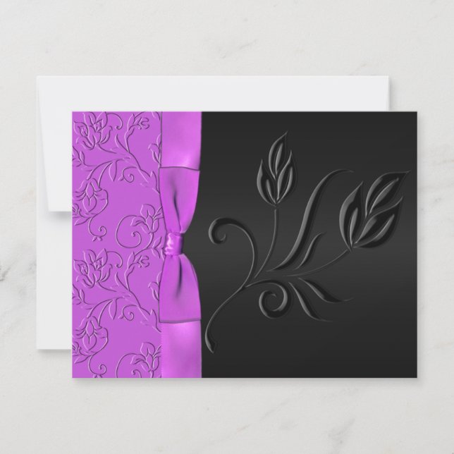 Carte RSVP RSVP en Satin noir et violet (Devant)