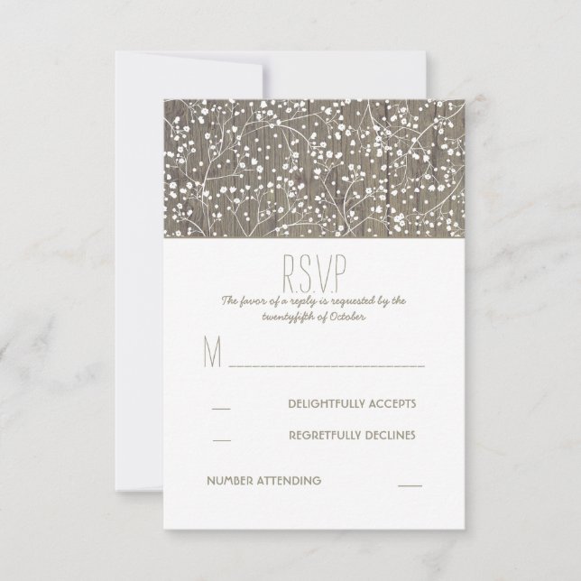 Carte RSVP RSVP pour mariage de bébé rustique (Devant)