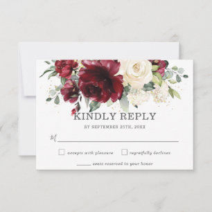 Carte RSVP RSVP pour mariage floral en ivoire en B