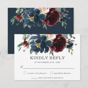 Carte RSVP RSVP Rustique Burgundy Marine Rose Flor