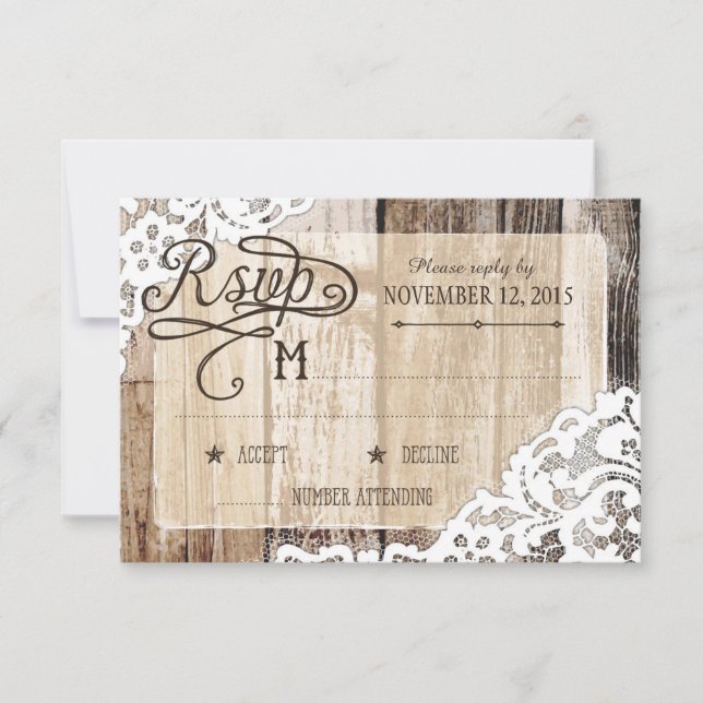 Carte RSVP Russe en dentelle de bois du pays occid (Devant)
