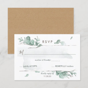 Carte RSVP Russe Eucalyptus Encluse