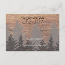 Carte RSVP Russe Pine Tree Faire-part de mariage