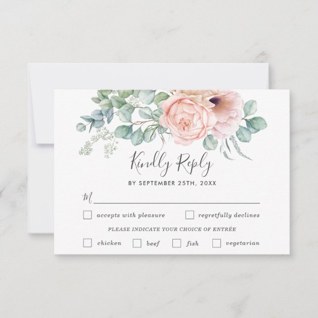 Carte RSVP Rustic Blush Floral Mariage (Devant)