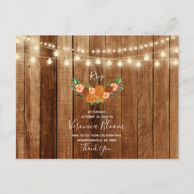 Carte RSVP Rustic Chic Barn Wood Post Card (Devant)