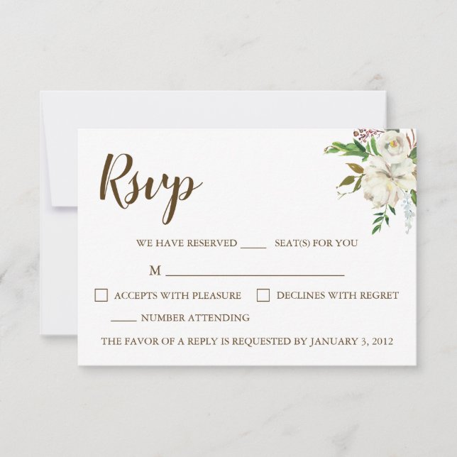 Carte RSVP Rustic Elegance Wedding (Devant)