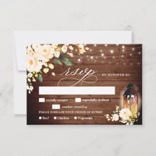 Carte RSVP Rustic Wood & Blush Rose Greenery