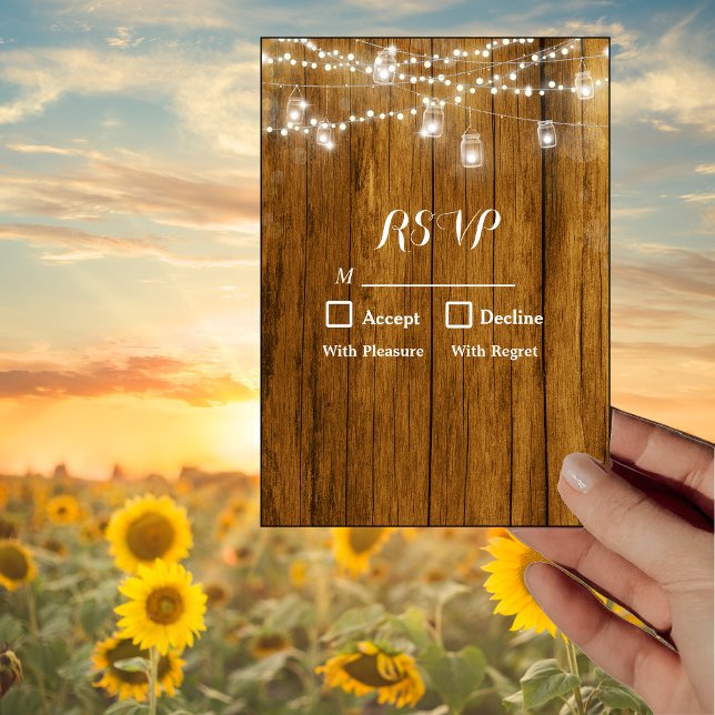 Carte RSVP Rustic Wood Mason Jar (Créateur téléchargé)