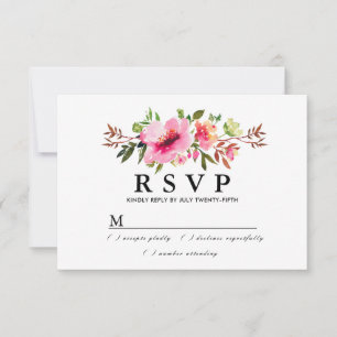 Carte RSVP Rustique Boho Rose Floral Wedding