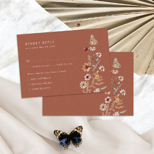 Carte RSVP Rustique Boho Terracotta
