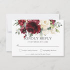 Carte RSVP Rustique Bourgogne Ivory Floral Wedding