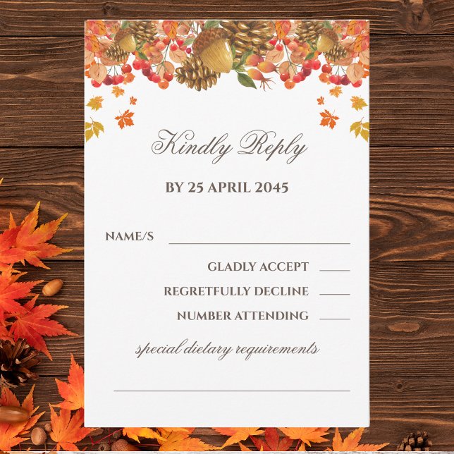 Carte RSVP Rustique Mariage de automne Automne (Créateur téléchargé)