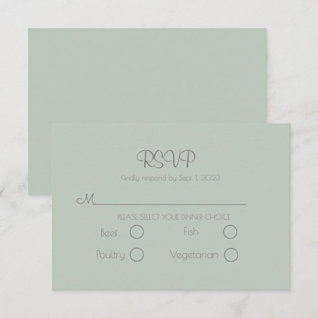 Carte RSVP Sage Green Elegant Wedding (Devant / Derrière)