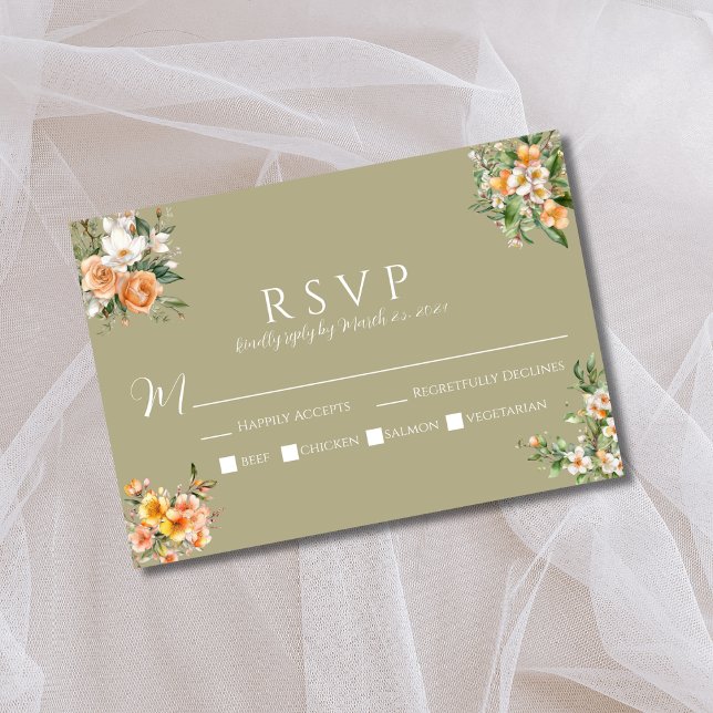 Carte RSVP Sage Green Floral Wedding (Créateur téléchargé)