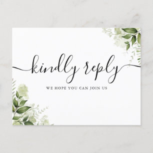 Carte RSVP Script Feuille Song Request Greenery
