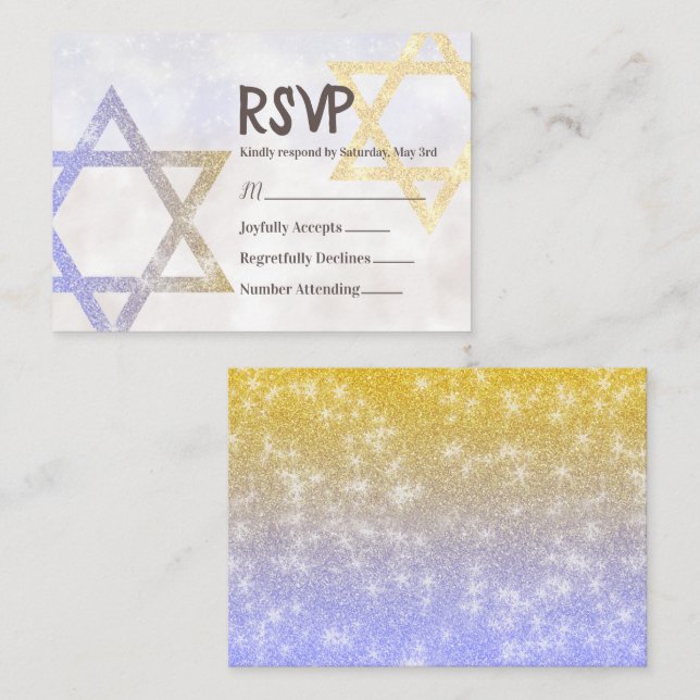 Carte RSVP Shimmery Stars (Devant / Derrière)