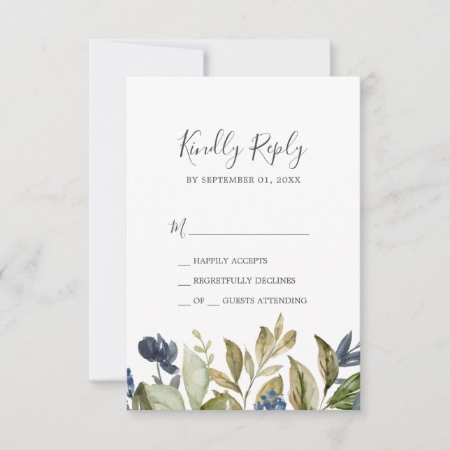 Carte RSVP simple Autumn Greenery (Devant)