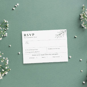 Carte RSVP simple Botanique Vert foncé
