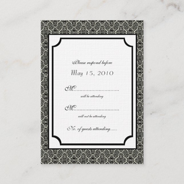 Carte RSVP simple Damask classique (Devant)