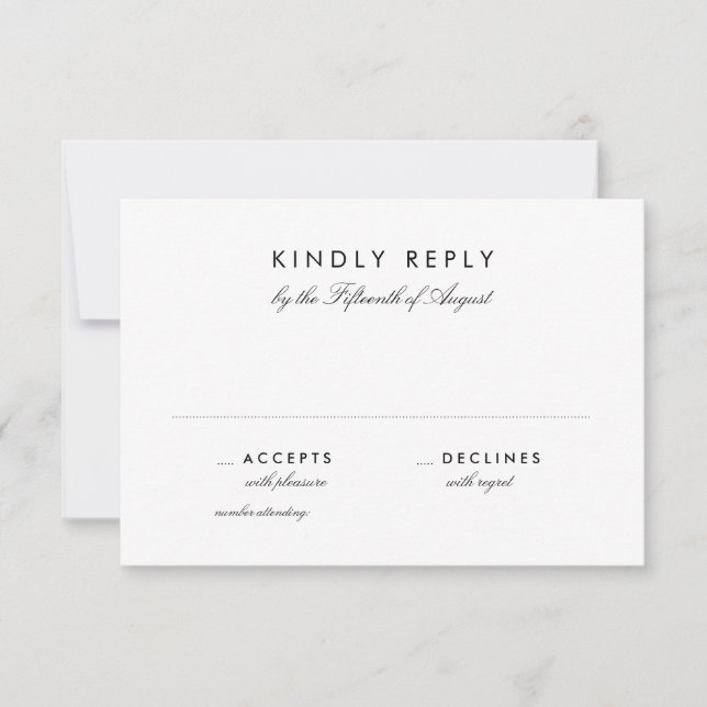 Carte RSVP simple de mariage chic de 3,5 po x 5 po (Devant)
