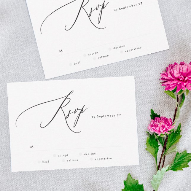 Carte RSVP simple de mariage noir et blanc moderne (Créateur téléchargé)