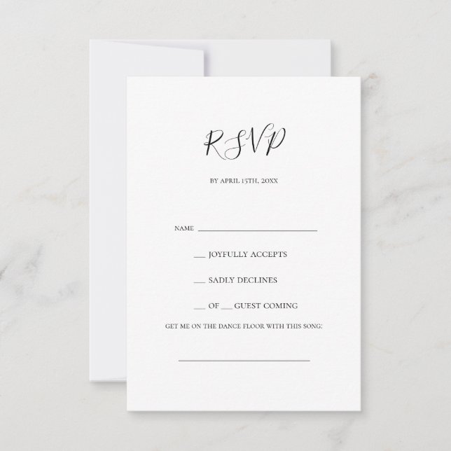 Carte RSVP simple demande de chanson élégante (Devant)