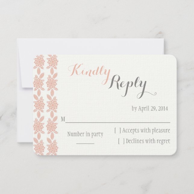 Carte RSVP simple Elegant Coral Wedding (Devant)