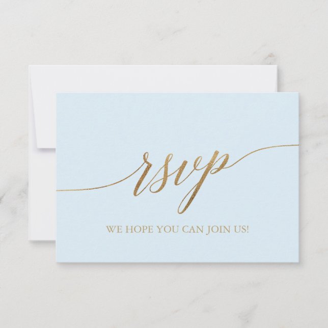 Carte RSVP simple Elegant Gold et Blue Calligraphy (Devant)