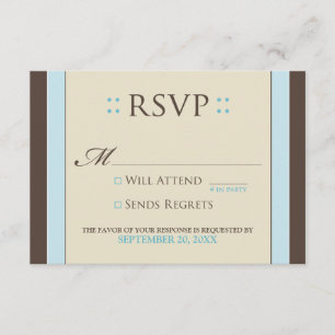 Carte RSVP simple et élégante (bleu bébé/chocolat)