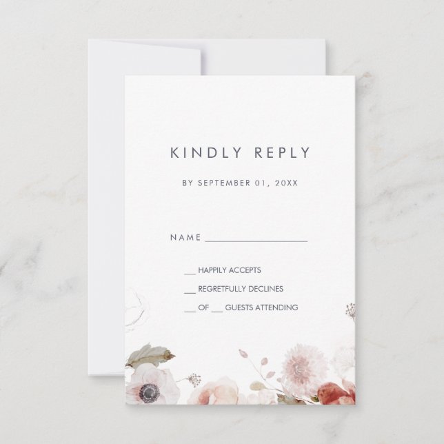 Carte RSVP simple Floral (Devant)