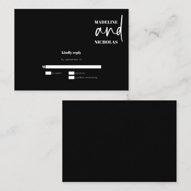 Carte RSVP simple minimaliste moderne BUDGET (Devant / Derrière)
