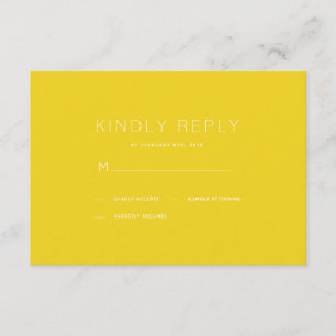 Carte RSVP simple moderne de mariage jaune moutard